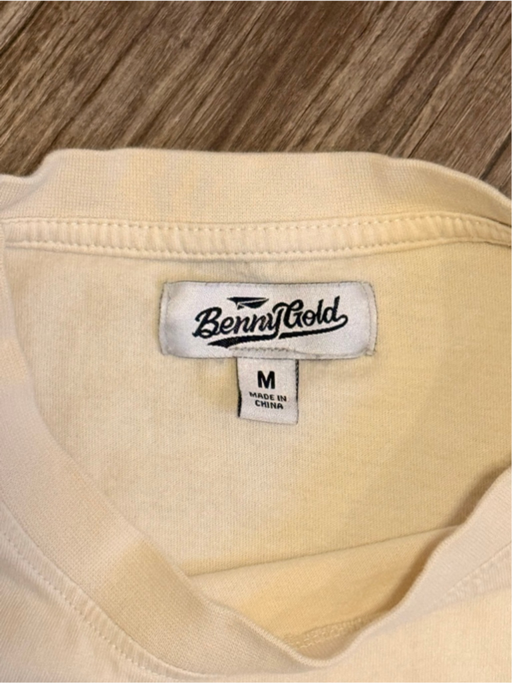 Benny Gold Blank T Shirt Men’s Medium Cream Ivory 100% Cotton Short Sleeve Tee - Picture 3 of 5